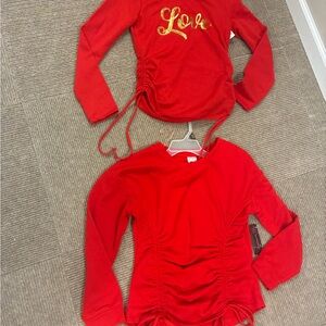 Red Long Sleeve Junior girls  t-Shirt perfect for valentine . Size S